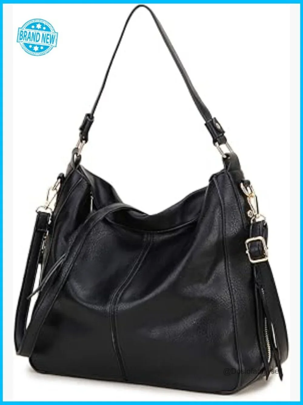 Faux Leather Hobo Bag Medium Shoulder Tote with Side Pockets Work Travel